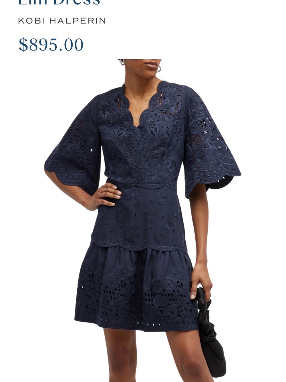 NWT Kobi Halperin Navy Elm Eyelet Lace Fit-and-Flare Dress- XL